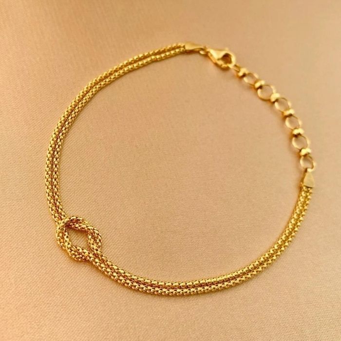 Armband Knüpfen 750 : 18 Karat Gold Double Layered Kette