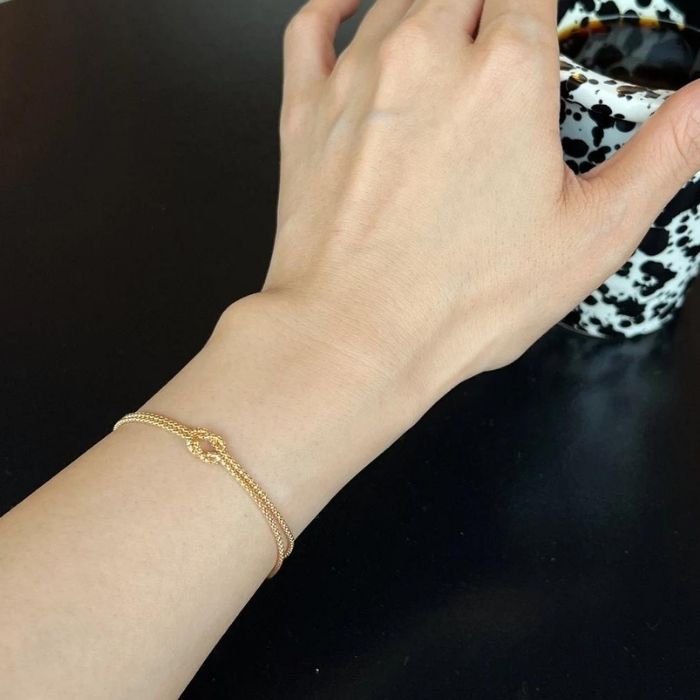 Armband Knüpfen 750 : 18 Karat Gold Double Layered Kette