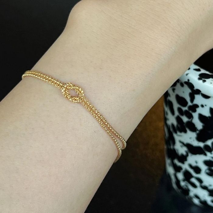 Armband Knüpfen 750 : 18 Karat Gold Double Layered Kette