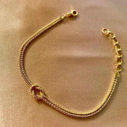 Armband Knüpfen 750 : 18 Karat Gold Double Layered Kette