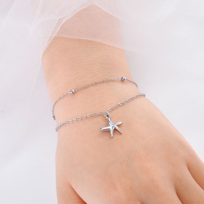 edelstahlarmband-damen-niedlicher-seestern-doppelschicht-perlenketten-armband