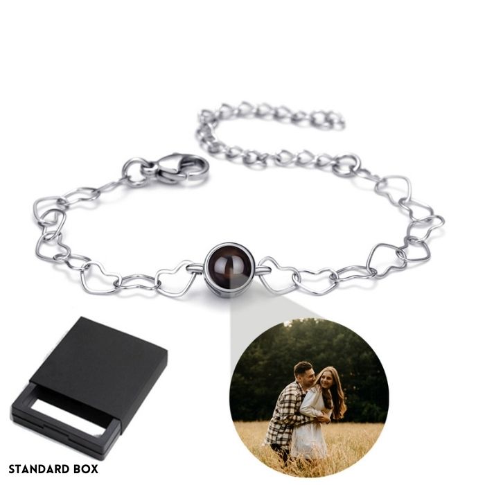 Fotoarmband mit Eigenem Foto - 316L Edelstahl Armband - Individuelles Bild Herz Armband