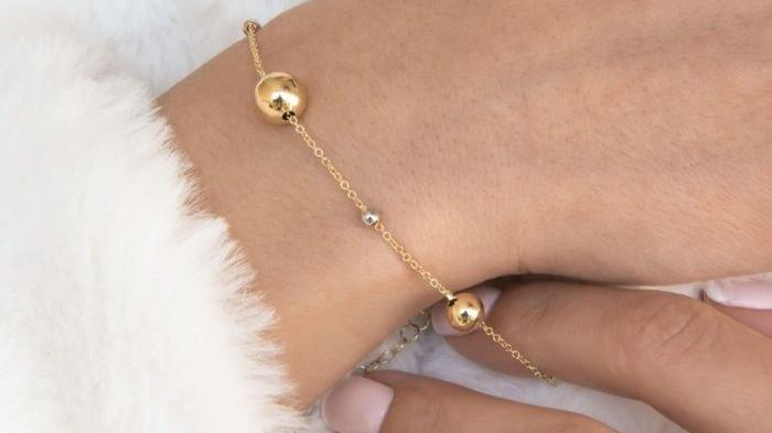 Gold Armband Damen 14 K Perlen Ball Armband