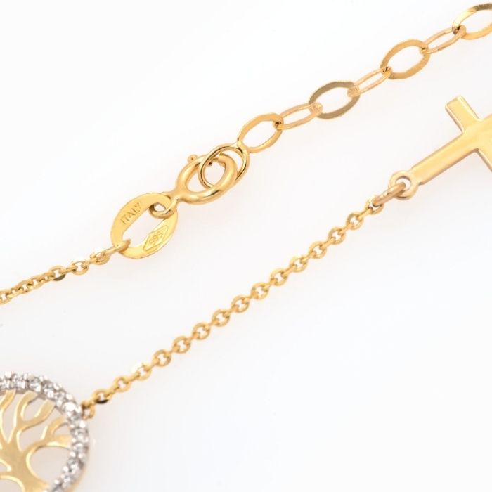 Gold Armband Damen 14 Karat Heilig Kreuz