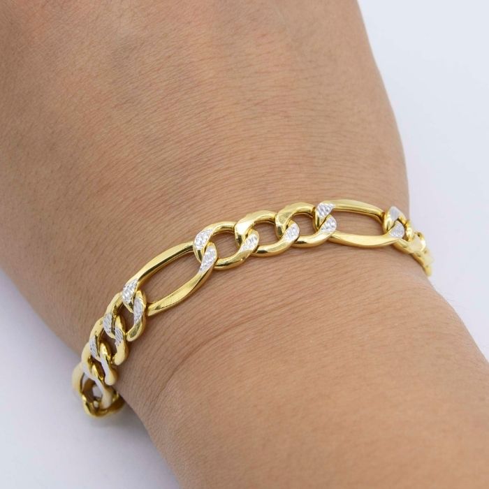 Gold Armband Damen Pavé Figaro Link