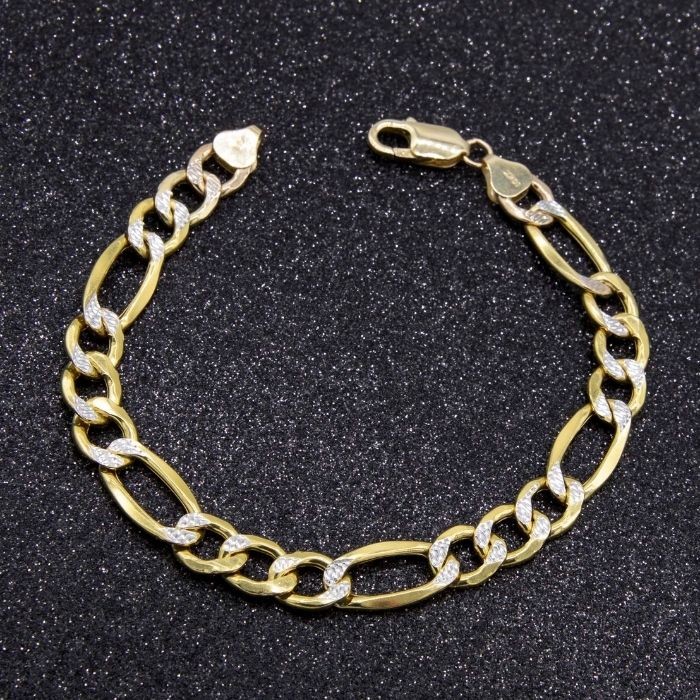 Gold Armband Damen Pavé Figaro Link