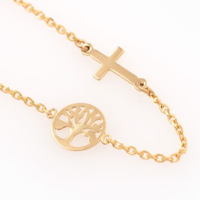 Gold Armband Damen 585K Heilig Kreuz