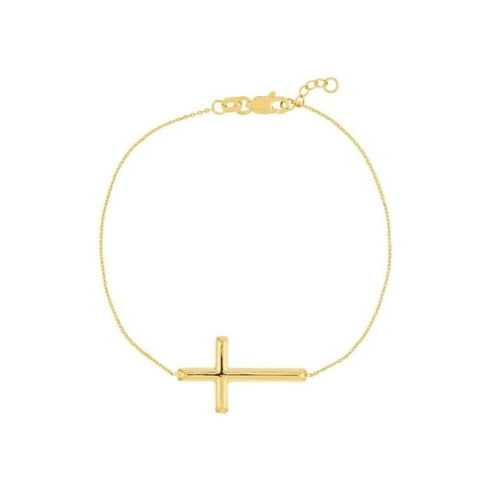 Gold Armband Damen 14K Gelbgold Kreuz