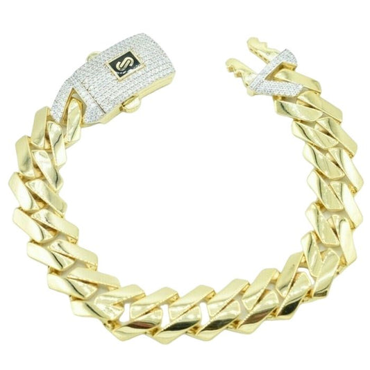 Gold Armband Herren Miami Cuban 14mm 