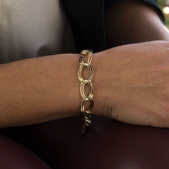 goldarmband-damen-14-karat-echt-gold-buroklammer-kette-doppelschicht-armband