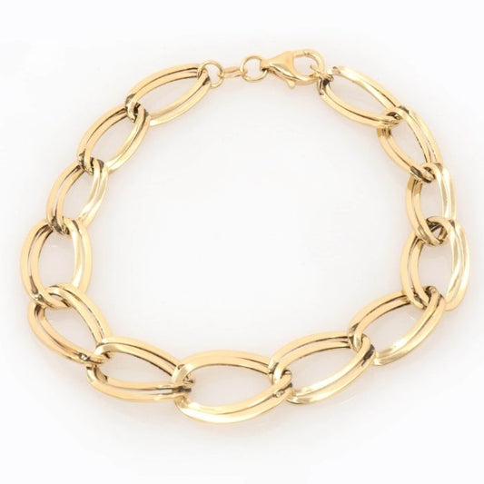 goldarmband-damen-14-karat-echt-gold-buroklammer-kette-doppelschicht-armband