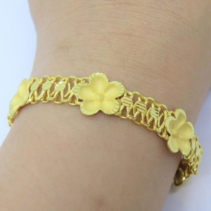 goldarmband-damen-24k-gold-995-karat-diamantschliff-blumen-link-armband-7.5gramm