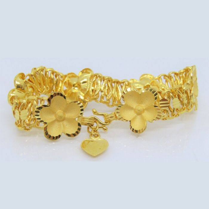 goldarmband-damen-24k-gold-995-karat-diamantschliff-blumen-link-armband-7.5gramm