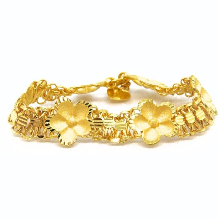 goldarmband-damen-24k-gold-995-karat-diamantschliff-blumen-link-armband-7.5gramm