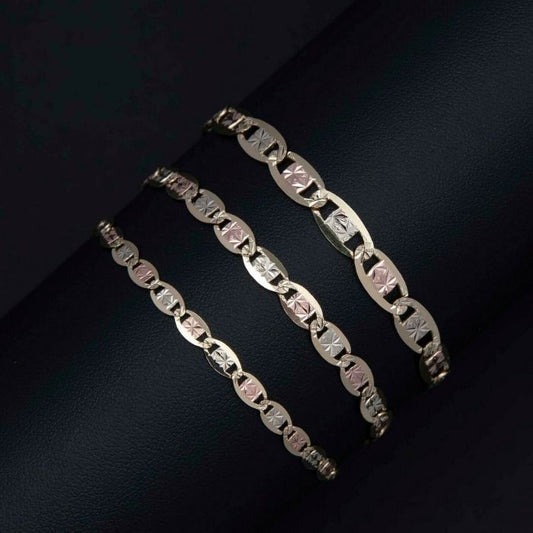goldarmband-damen-417-karat-texturierte-valentino-gliederkette-armband-echt-10k-dreifarbiges-gold