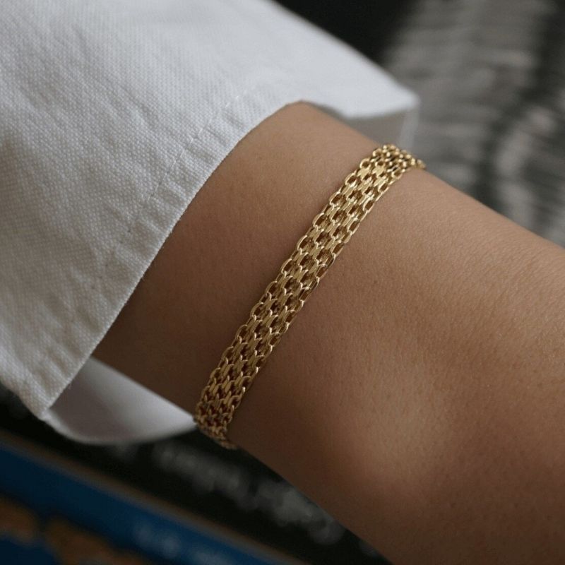 goldarmband-damen-585-14-karat-gelb-gold-mesh-bismark-kettenarmband-4.5mm