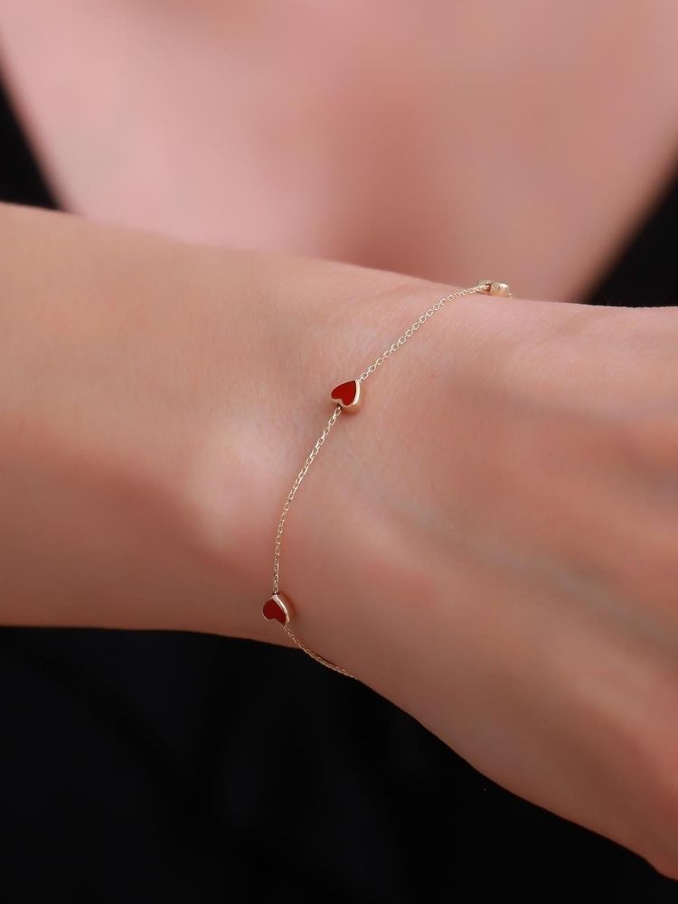 goldarmband-damen-585-rotes-herz-14-karat-gold-armband