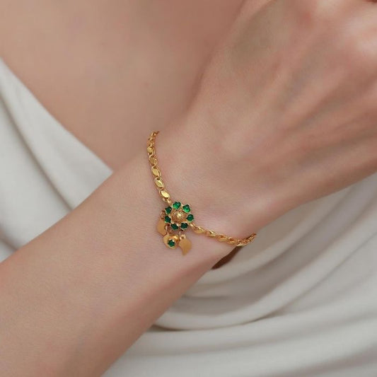 goldarmband-damen-turkisch-14-karat-gold-grunes-ganseblumchen-aleppo-armband