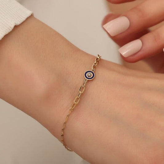 goldarmband-damen-turkisch-14-karat-gold-marineblau-emaille-buroklammer-armband