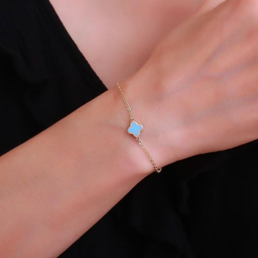 kleeblatt-armband-gold-585-14k-gold-blau-emailliertes-kleeblatt-armband