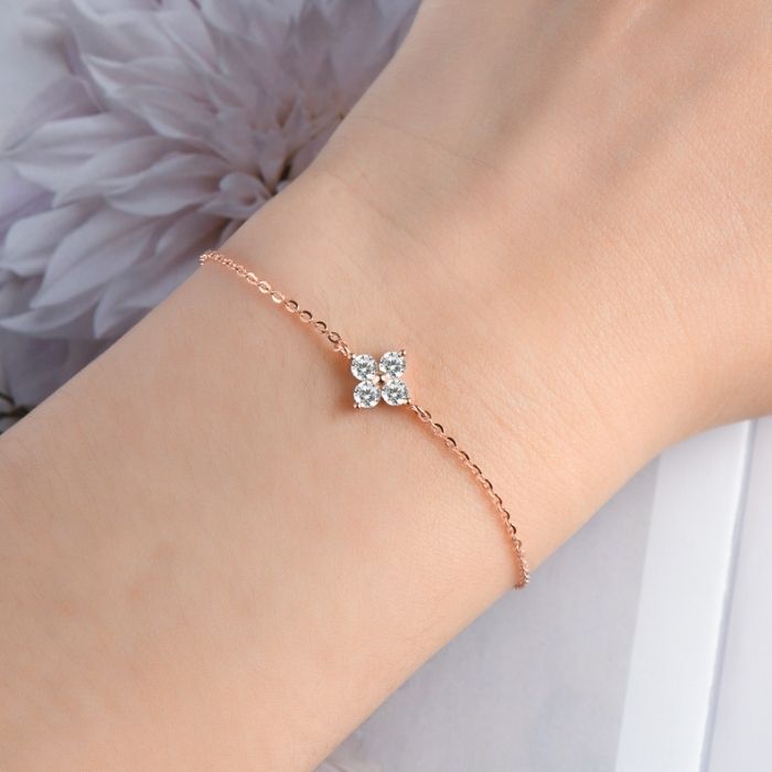 Silberarmband Damen (0.1ct * 4 Stück) Moissanite