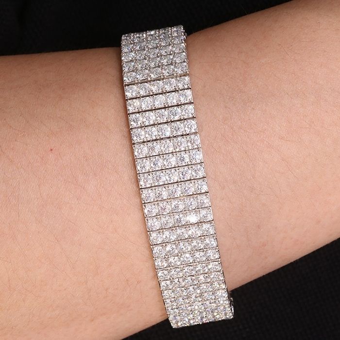     silberarmband-damen-breites-geflochtenes-band-armband-silber-925-moissanite-armband-hip-hop-wickelarmband