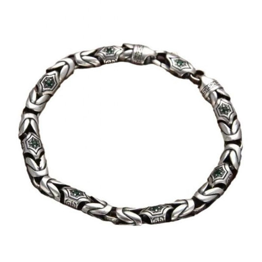     silberarmband-herren-s925-silber-armband-retro-personlichkeit-diamant-eingelegt-gericht-grun-frieden-korn-armband
